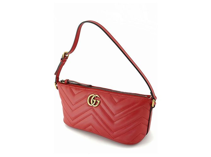 Gucci Borsa a Spalla Marmont Matelassé AABZB Rosso - vista 7