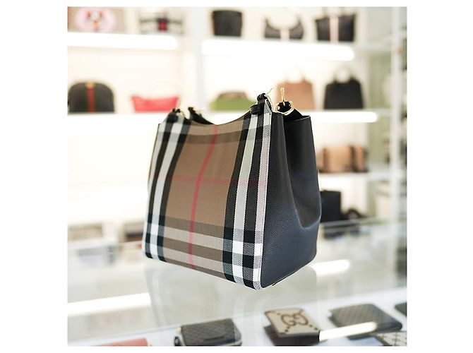 Burberry Borsa tote in tela nera, borsa di lusso per donne Nero - vista 6