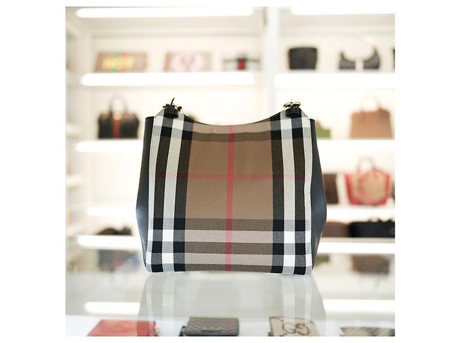 Burberry Borsa tote in tela nera, borsa di lusso per donne Nero - vista 8