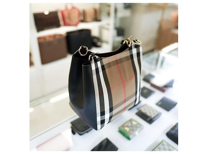 Burberry Borsa tote in tela nera, borsa di lusso per donne Nero - vista 9