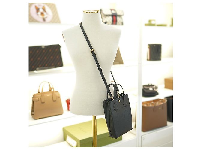 Gucci Mini Borsa Tote AADLO in Pelle Nera Borsa a Spalla Due Vie Nero - vista 10