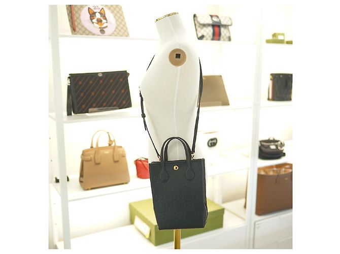 Gucci Mini Borsa Tote AADLO in Pelle Nera Borsa a Spalla Due Vie Nero - vista 12