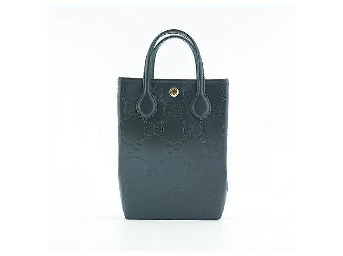 Gucci Mini Borsa Tote AADLO in Pelle Nera Borsa a Spalla Due Vie Nero - vista 13