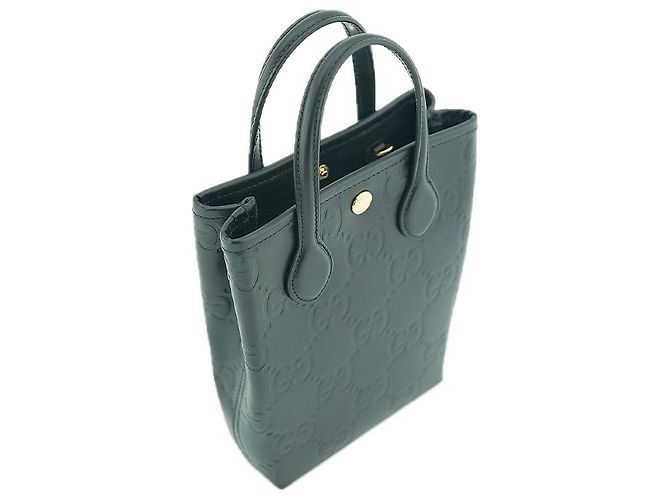 Gucci Mini Borsa Tote AADLO in Pelle Nera Borsa a Spalla Due Vie Nero - vista 15