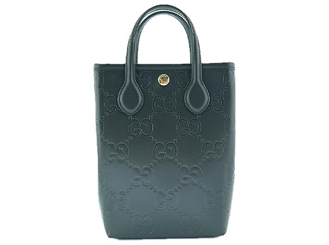 Gucci Mini Borsa Tote AADLO in Pelle Nera Borsa a Spalla Due Vie Nero - vista 17
