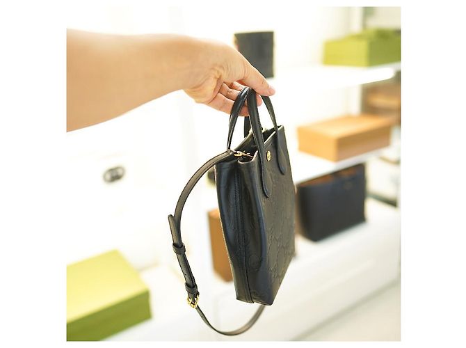 Gucci Mini Borsa Tote AADLO in Pelle Nera Borsa a Spalla Due Vie Nero - vista 19