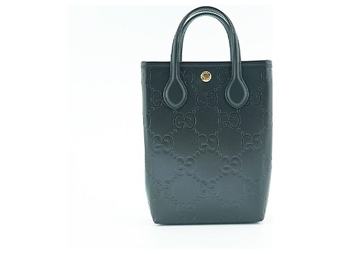 Gucci Mini Borsa Tote AADLO in Pelle Nera Borsa a Spalla Due Vie Nero - vista 2