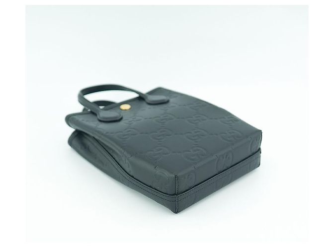 Gucci Mini Borsa Tote AADLO in Pelle Nera Borsa a Spalla Due Vie Nero - vista 4