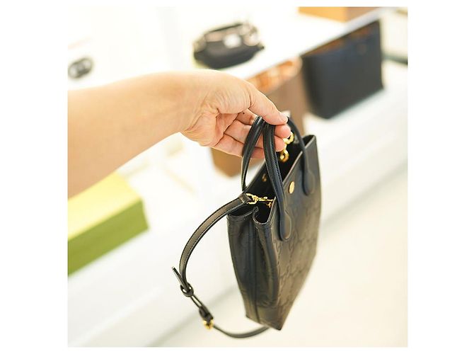 Gucci Mini Borsa Tote AADLO in Pelle Nera Borsa a Spalla Due Vie Nero - vista 6