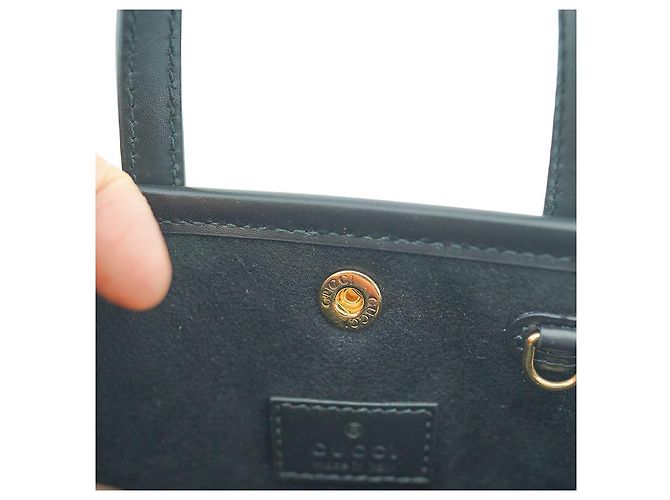 Gucci Mini Borsa Tote AADLO in Pelle Nera Borsa a Spalla Due Vie Nero - vista 8