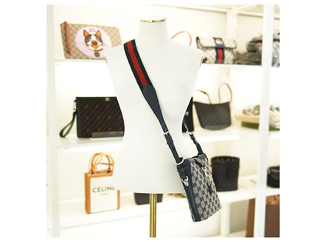 Gucci Piccola Borsa a Spalla in Tela Blu Navy FADAC - vista 2