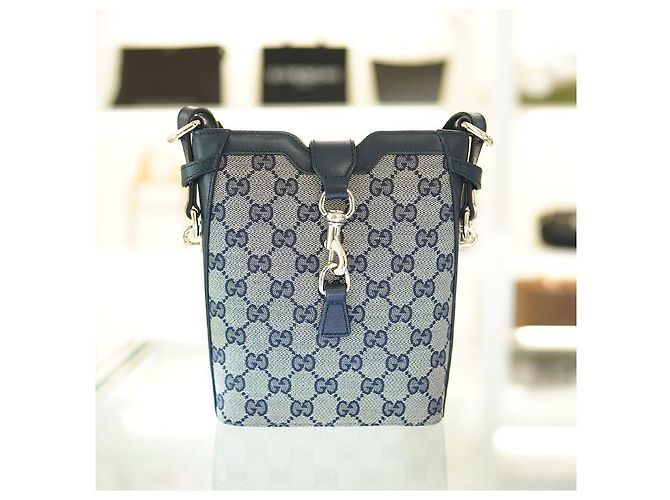 Gucci Piccola Borsa a Spalla in Tela Blu Navy FADAC - vista 4