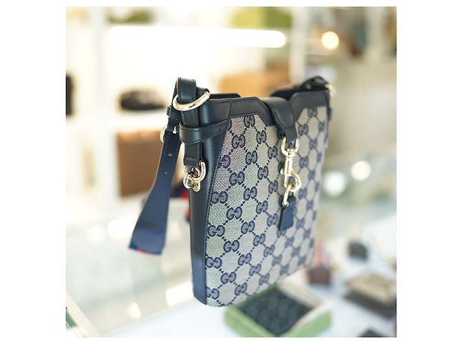 Gucci Piccola Borsa a Spalla in Tela Blu Navy FADAC - vista 5
