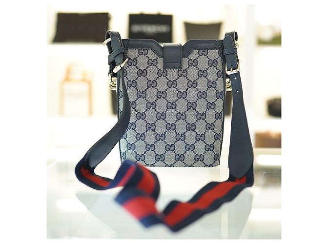 Gucci Piccola Borsa a Spalla in Tela Blu Navy FADAC - vista 6