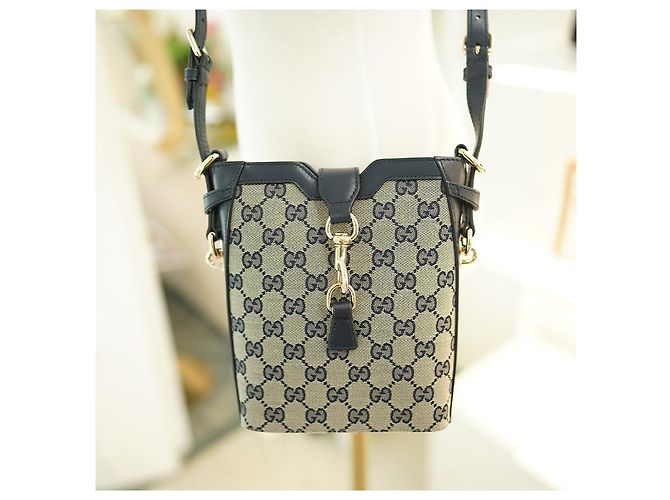 Gucci Piccola Borsa a Spalla in Tela Blu Navy FADAC - vista 9