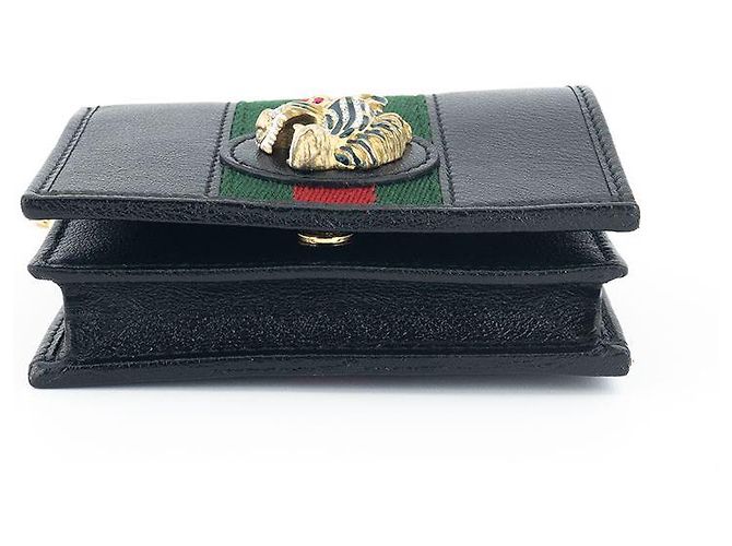 Gucci Schwarze Leder-Kartenetui mit Kette - Ansicht 10