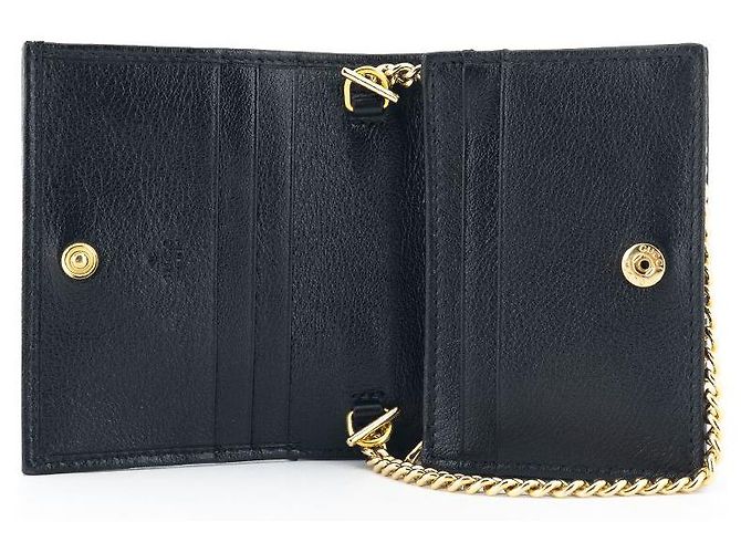 Gucci Schwarze Leder-Kartenetui mit Kette - Ansicht 11