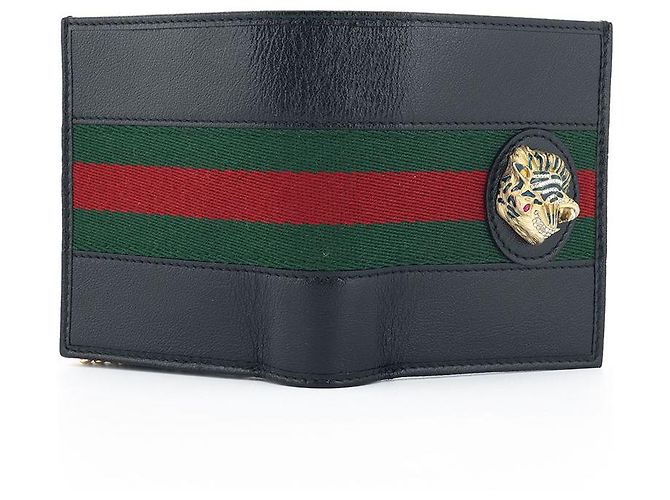 Gucci Schwarze Leder-Kartenetui mit Kette - Ansicht 12