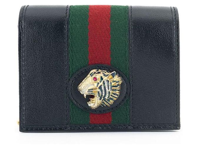 Gucci Schwarze Leder-Kartenetui mit Kette - Ansicht 6