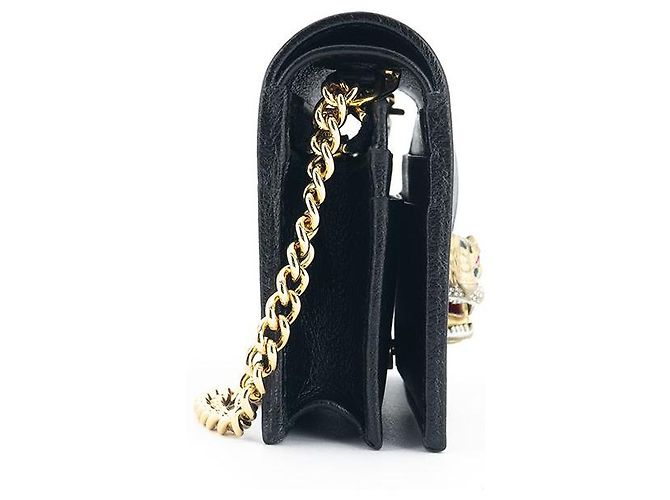 Gucci Schwarze Leder-Kartenetui mit Kette - Ansicht 9