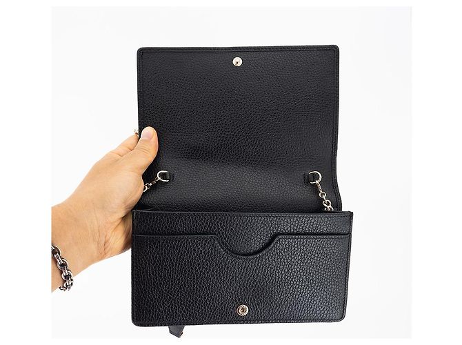 Gucci Bolso cruzado Soho de cuero negro, mini bolso de cadena - vista 13