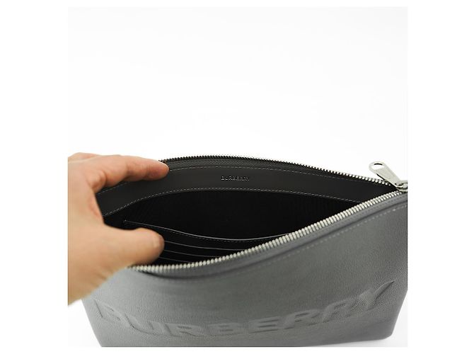 Burberry Borsa a mano in pelle grigio carbone Marrone - vista 10