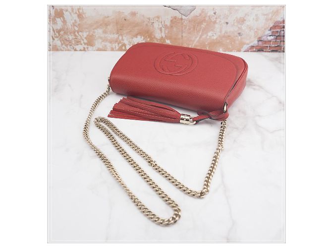 Burberry Borsa a tracolla Gucci da donna in pelle rossa con catena Rosso - vista 10