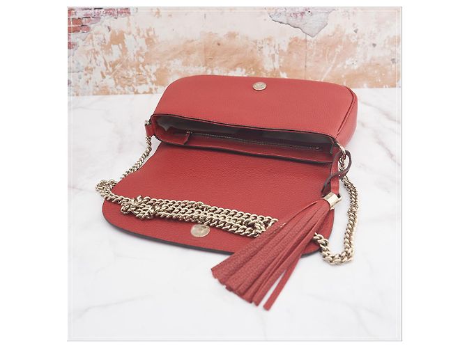 Burberry Borsa a tracolla Gucci da donna in pelle rossa con catena Rosso - vista 11