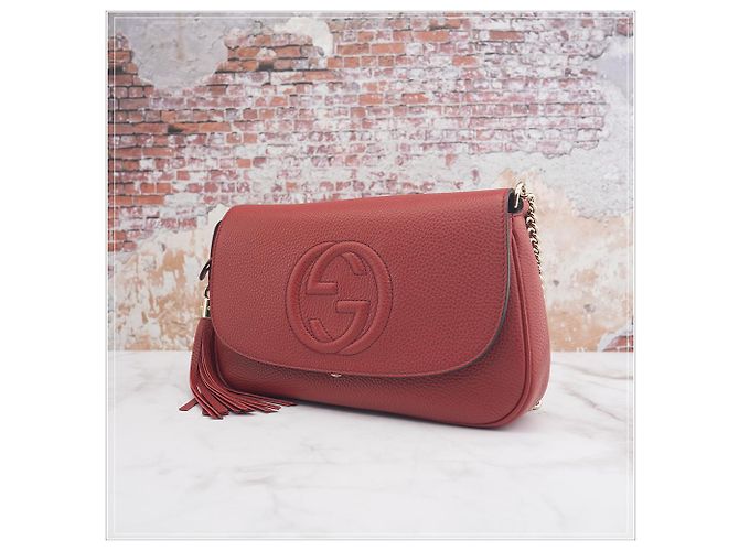 Burberry Borsa a tracolla Gucci da donna in pelle rossa con catena Rosso - vista 2