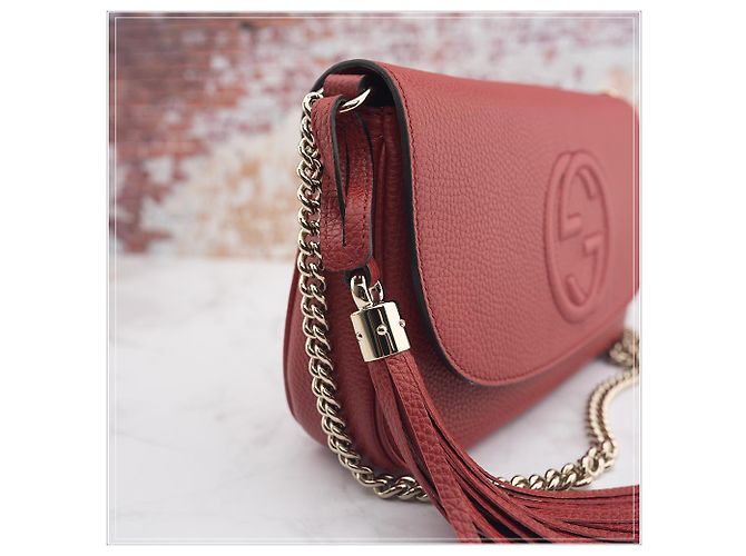 Burberry Borsa a tracolla Gucci da donna in pelle rossa con catena Rosso - vista 7