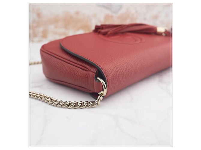 Burberry Borsa a tracolla Gucci da donna in pelle rossa con catena Rosso - vista 9