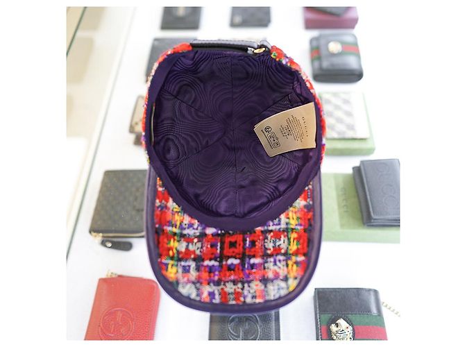 Gucci Baseballmütze aus rotem Tweedwoll, Luxus-Hut, Geschenk - Ansicht 12
