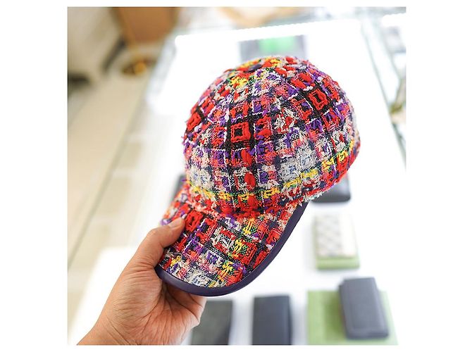 Gucci Baseballmütze aus rotem Tweedwoll, Luxus-Hut, Geschenk - Ansicht 17