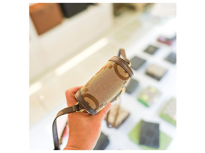 Gucci Borsa a tracolla mini Horsebit UKMBG in tessuto e pelle marrone - vista 15