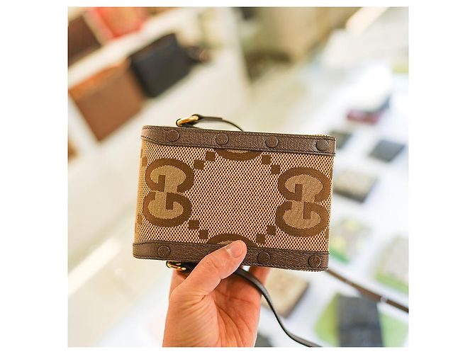 Gucci Borsa a tracolla mini Horsebit UKMBG in tessuto e pelle marrone - vista 19