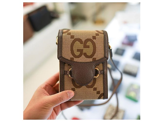 Gucci Borsa a tracolla mini Horsebit UKMBG in tessuto e pelle marrone - vista 22