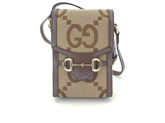 Gucci Borsa a tracolla mini Horsebit UKMBG in tessuto e pelle marrone - vista 23