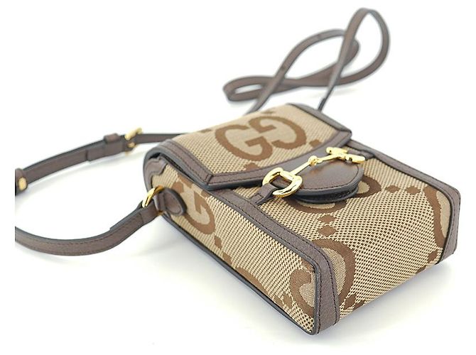 Gucci Borsa a tracolla mini Horsebit UKMBG in tessuto e pelle marrone - vista 25