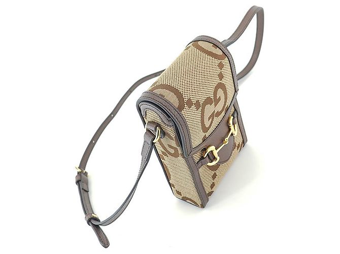 Gucci Borsa a tracolla mini Horsebit UKMBG in tessuto e pelle marrone - vista 26