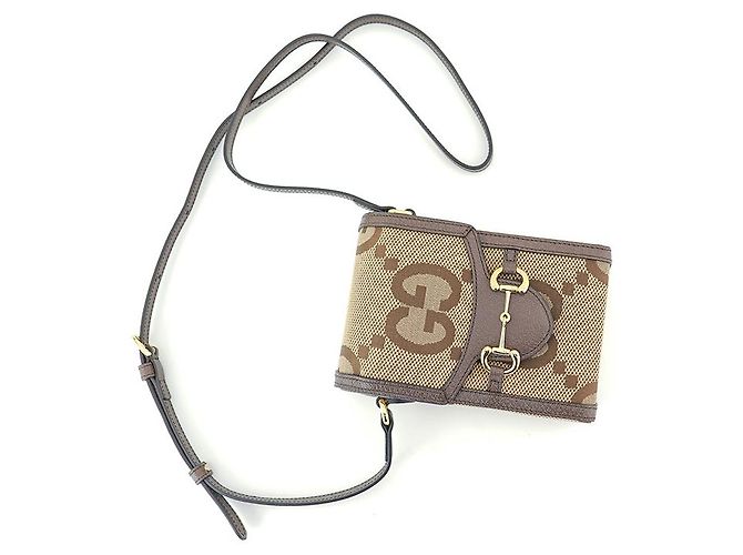 Gucci Borsa a tracolla mini Horsebit UKMBG in tessuto e pelle marrone - vista 27