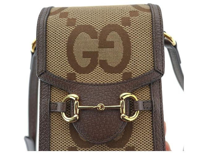 Gucci Borsa a tracolla mini Horsebit UKMBG in tessuto e pelle marrone - vista 28