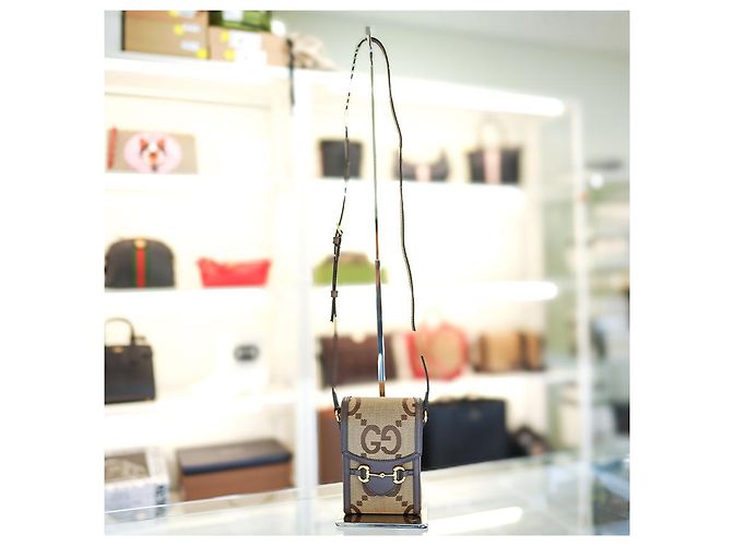 Gucci Borsa a tracolla mini Horsebit UKMBG in tessuto e pelle marrone - vista 4