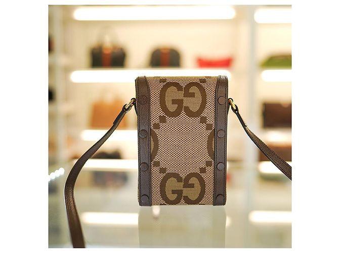 Gucci Borsa a tracolla mini Horsebit UKMBG in tessuto e pelle marrone - vista 7