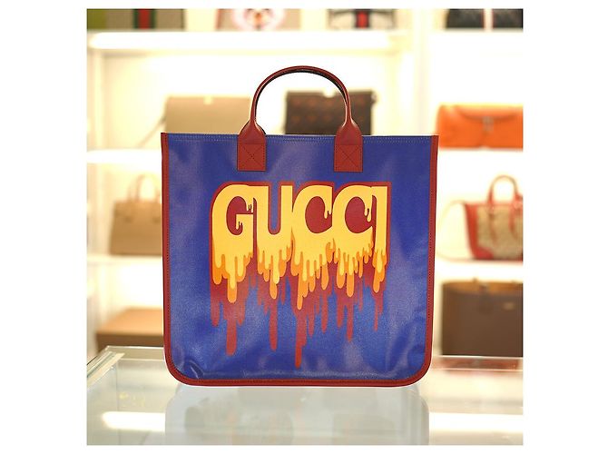 Gucci Tote Bag FACAV aus beschichtetem Canvas Blau - Ansicht 2
