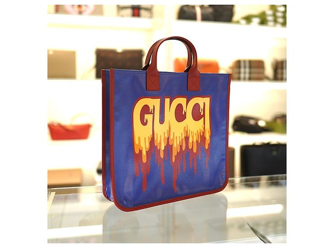 Gucci Tote Bag FACAV aus beschichtetem Canvas Blau - Ansicht 3