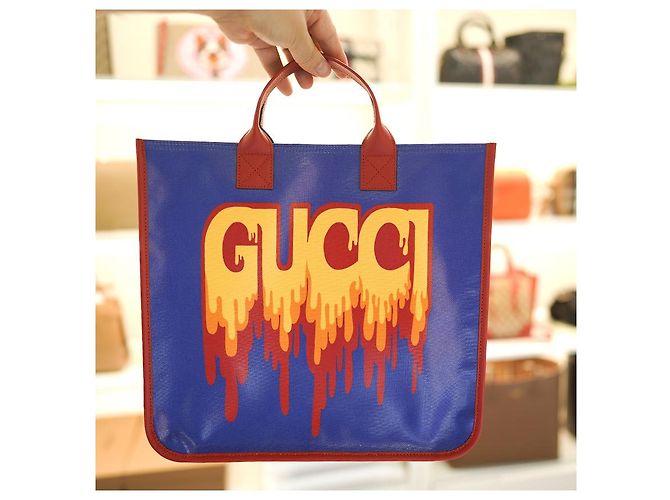 Gucci Tote Bag FACAV aus beschichtetem Canvas Blau - Ansicht 7