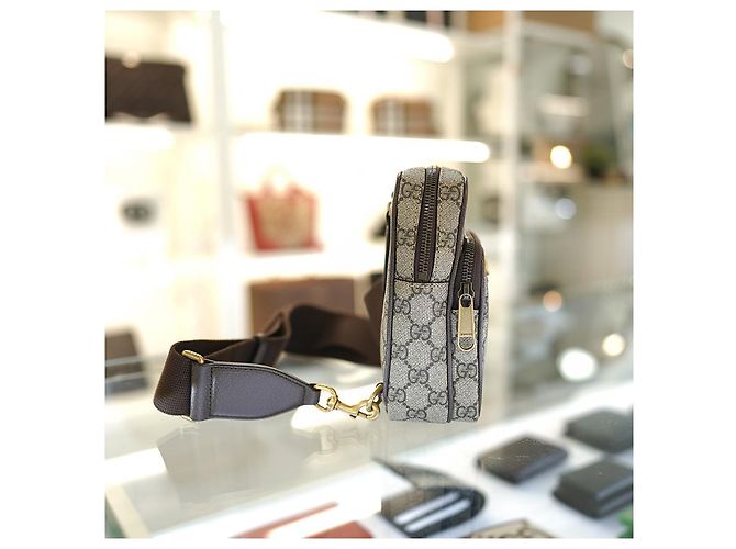 Gucci Borsa Mini Ophidia Sling in tessuto rivestito beige Marrone - vista 13