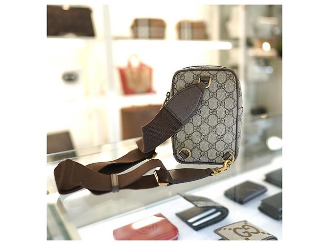 Gucci Borsa Mini Ophidia Sling in tessuto rivestito beige Marrone - vista 14