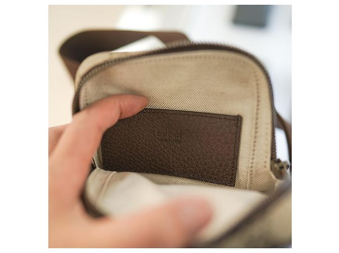 Gucci Borsa Mini Ophidia Sling in tessuto rivestito beige Marrone - vista 22