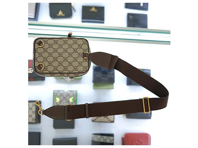 Gucci Borsa Mini Ophidia Sling in tessuto rivestito beige Marrone - vista 24